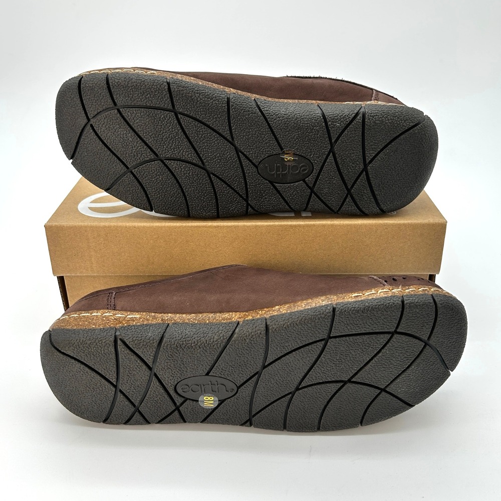 Womens Clogs Earth Erinn Size 8 Dark Brown Leather Slip-on Flat Mules Comfy NEW - Picture 5 of 7